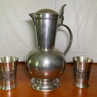 Гарафа и чаши от калай за вино  Antik*Vintage, снимка 2 - Антикварни и старинни предмети - 43926064