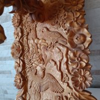 Стара дърворезба с лампа - ловни мотиви - 62/28см , снимка 4 - Антикварни и старинни предмети - 43711187