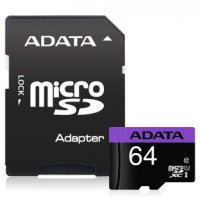 ADATA 64GB microSDHC Class 10 UHS-I / с адаптер, снимка 1 - USB Flash памети - 39685952