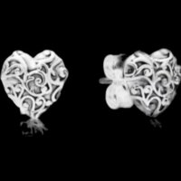 Сребърни обеци Пандора сърца на елементи,ретро/нови, снимка 1 - Колиета, медальони, синджири - 44086350