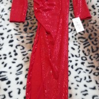  Дамска рокля в червен цвят с цепка нова размер L, снимка 1 - Рокли - 43397533