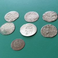 Колекция НЕПРОБИТИ 7 ахчета акчета ахче акче сребърни Османски монети мангъри, снимка 4 - Нумизматика и бонистика - 43082774