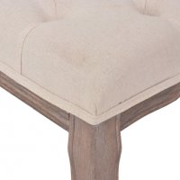 Пейка, лен и дървен масив, 110x38x48 см, кремаво бяла, снимка 5 - Дивани и мека мебел - 38464803
