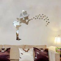 Фея Зън зън Камбанка Tinkerbell със звездички огледални декор за стена като огледало пластика, снимка 2 - Други - 37054196
