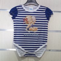 Ново бебешко моряшко боди с трансферен печат на Момиченце, Кукличка, 9-12 месеца, снимка 1 - Бодита за бебе - 29050344