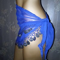 Индийски копринен шал с пендари за ориенталски танци , снимка 1 - Други - 38142253