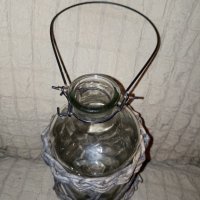 Винтидж стъклен фенер/ свещник  с ракита, снимка 4 - Антикварни и старинни предмети - 43633639