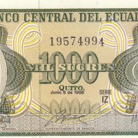 1000 сукре 1988, Еквадор, снимка 1 - Нумизматика и бонистика - 38414853