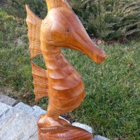 Красива дърворезба на морско конче и риба, снимка 4 - Декорация за дома - 43804157