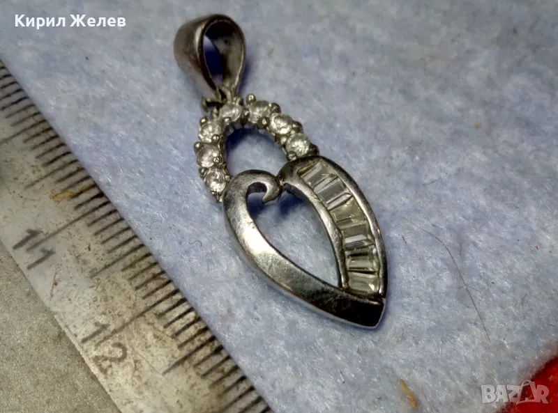 РАЗКОШЕН СКЪПОЦЕНЕН СРЕБЪРЕН МЕДАЛЬОН СРЕБРО 925 с БЯЛА ПОЗЛАТА ФАСЕТИРАН МОЙСАТИН и ЦИРКОНИ 19417, снимка 1