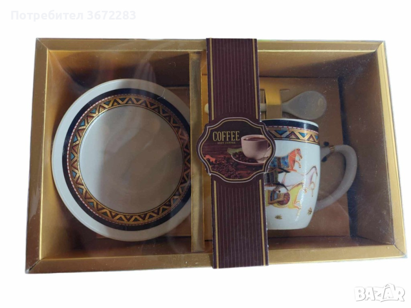 Комплект от 3 части -  чаша,чинийка,лъжичка, за пълноценно удоволствие в стил, снимка 1