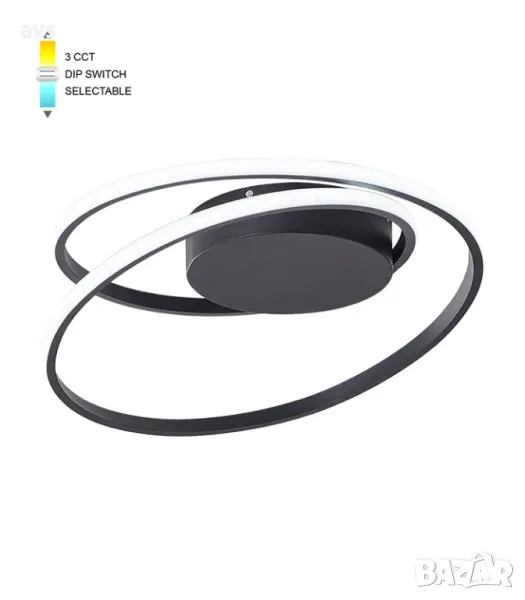 LED плафон кръгъл 38W 3000K-6000K VITO черно, снимка 1