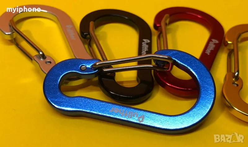 Мултифункционални алуминиеви карабинерчета за риболов и други 5 броя различни цветове 5 см., снимка 1