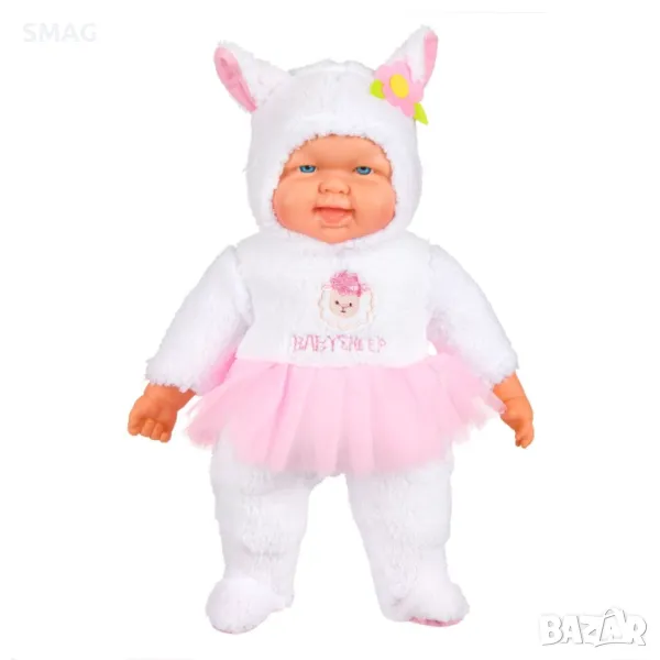 Бебешка кукла облечена като бяла овца 50см S_1186222, снимка 1