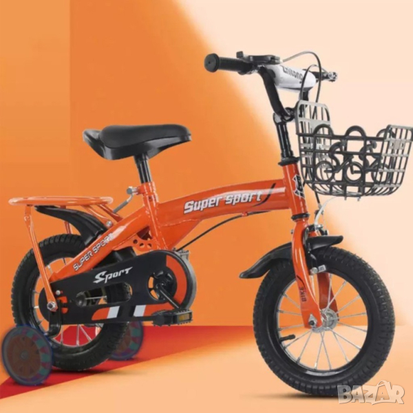 Детски велосипед с кош, помощни колела и два вида спирачки , снимка 1