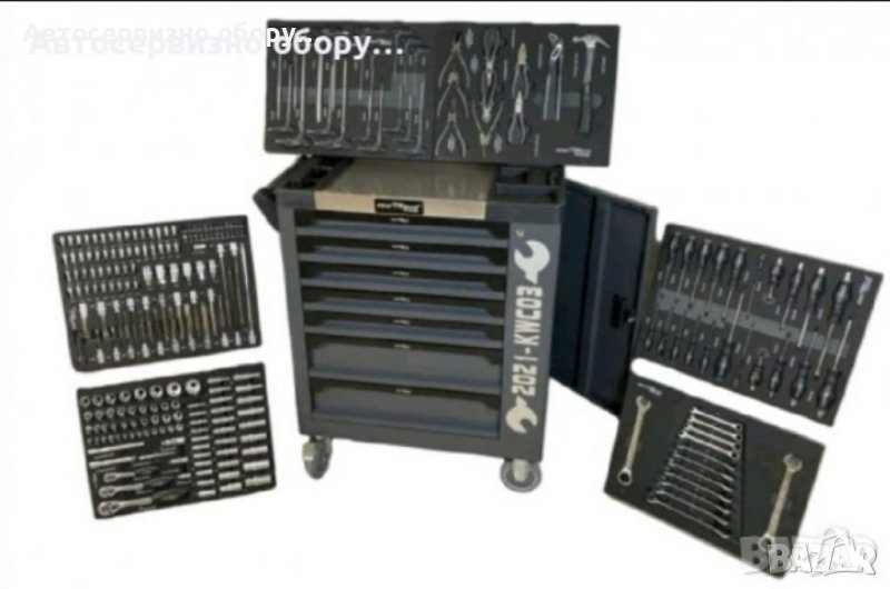 Количка с инструменти 7 чекмеджета метален капак KrafTWelle Здрава стоманена ламарина, снимка 1