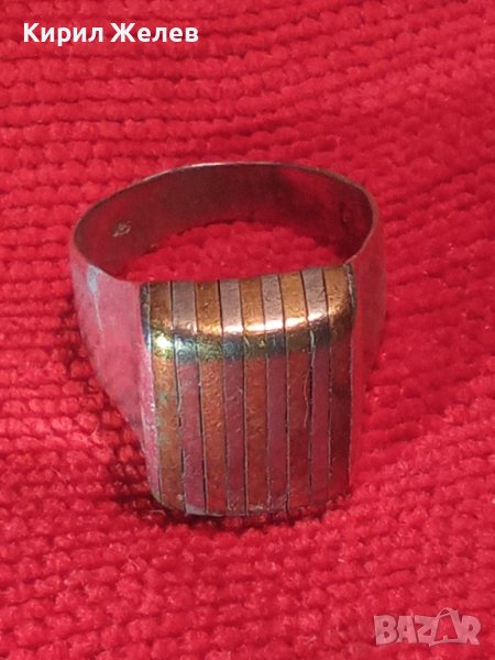 Стар АНГЛИЙСКИ ВНУШИТЕЛЕН СРЕБЪРЕН ВИНТИДЖ ПРЪСТЕН СРЕБРО 925 и БРОНЗ  МАЙСТОРСКА РЪЧНА РАБОТА 40639, снимка 1