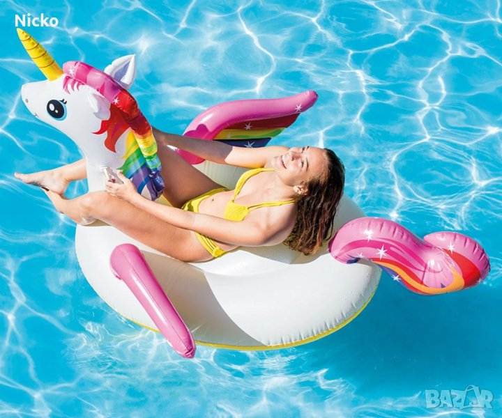 Надуваем остров Еднорог INTEX Unicorn Ride-on, снимка 1