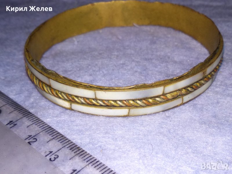 СТАРА МНОГО КРАСИВА БРОНЗОВА ЕТНО ГРИВНА със СЕДЕФ РЪЧНА МАЙСТОРСКА ИЗРАБОТКА 37510, снимка 1