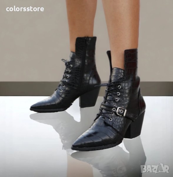 Боти на ток - черни - 2344, снимка 1