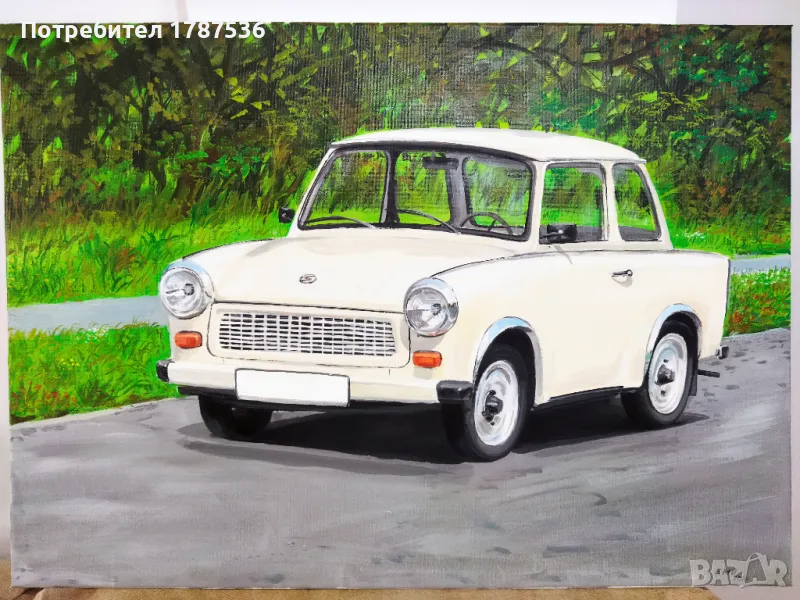 Трабантче ,,платно 70/50см.,акрилни бои, снимка 1