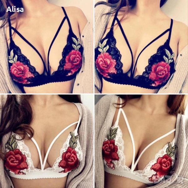 3 ЛЕВА ‼️ Дантелени бюстиета с бродерия и ленти 🌹 Налични размери S , M , L и XL ✔️ , снимка 1