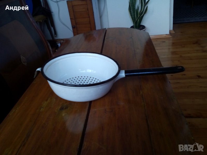 Стара емайлирана цедка,гевгир #6, снимка 1