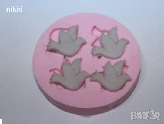 4 малки гълъбчета гълъба гълъб силиконов молд форма фондан торта мъфини украса декор сватба, снимка 1
