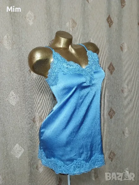 Jacky Luxury L Синя сатенена нощница , снимка 1