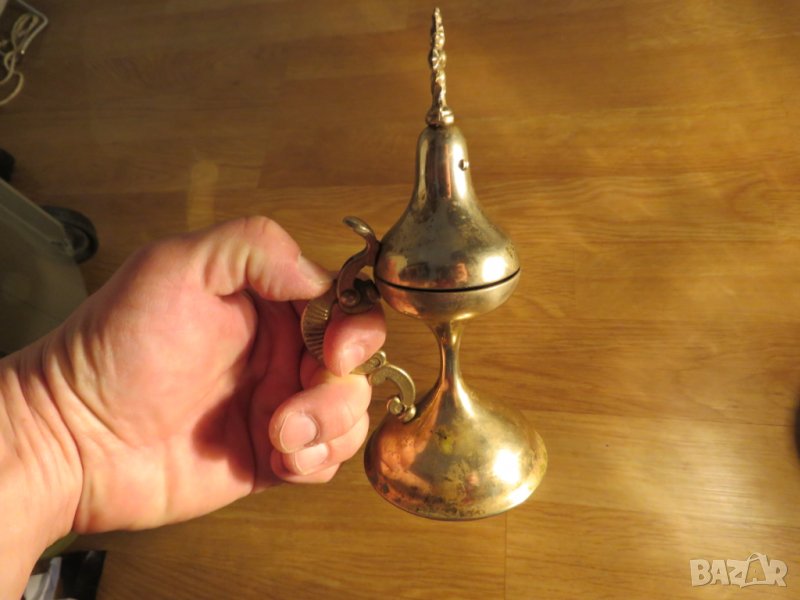 Старо кандило, бронзово кадило, кандило тамянник 17 см, 1918 г, Царство България църква параклис, снимка 1