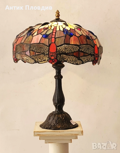 Настолна лампа Tiffany стил с витражен абажур, снимка 1
