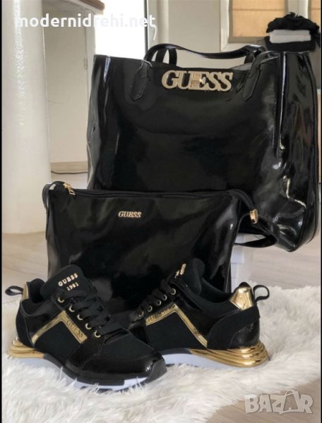 Дамска чанта и спортни обувки Guess черни , снимка 1