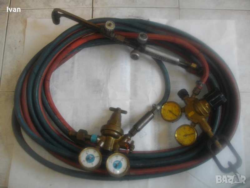 ОКСИЖЕН НЕМСКИ СТАРО КАЧЕСТВО РЕЗАК 47см SIRIUS МАРУЧИ 2Х10м ОРИГИНАЛНИ Ф11мм РЕДУЦИР ВЕНТИЛИ 2бр. , снимка 1