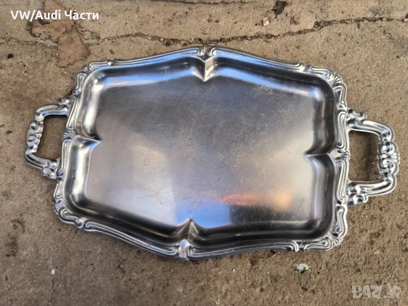 Стар посребрен поднос 38см, снимка 1