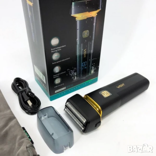 Безжична електрическа самобръсначка VGR V-355 с LED д-исплей, IPX6 водоустойчивост и бързо зареждане, снимка 1