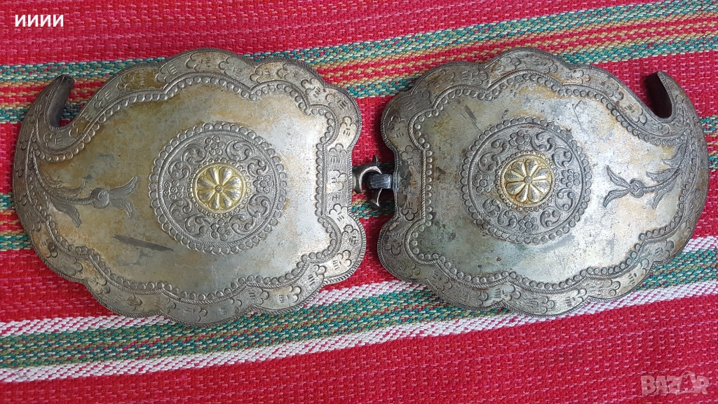 Сребърни пафти с позлата чапраз, снимка 1