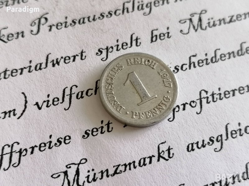Райх монета - Германия - 1 пфениг | 1917г.; серия D, снимка 1