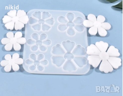 5 Едри цветя цвете силиконов молд форма фондан шоколад смола гипс, снимка 1