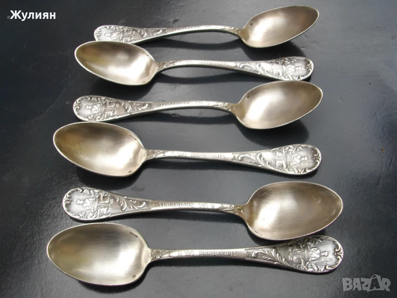 КОМПЛЕКТ ПОСРЕБРЕНИ ЛЪЖИЧКИ ЗА КАФЕ CHRISTOFLE A LOS MANDARINES , снимка 1