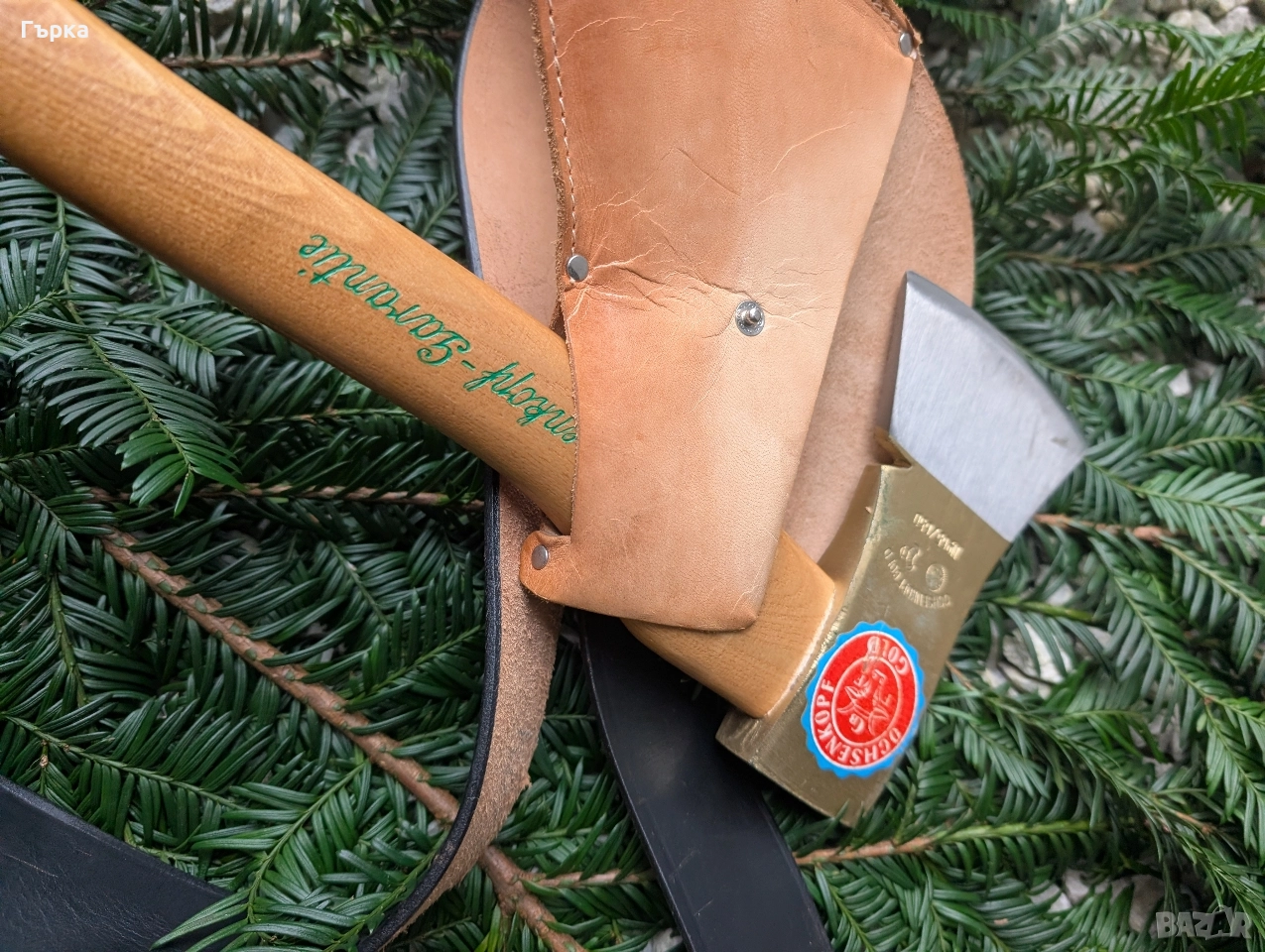 Немска брадва с кожен Пожарникарски колан, снимка 1