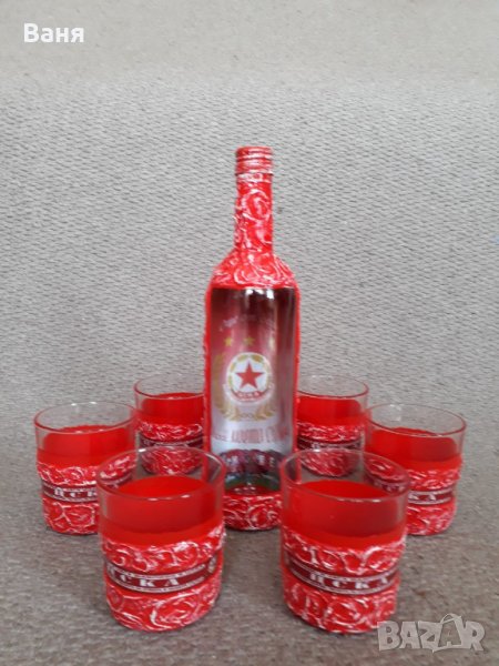 Бутилка с чаши на ЦСКА, снимка 1