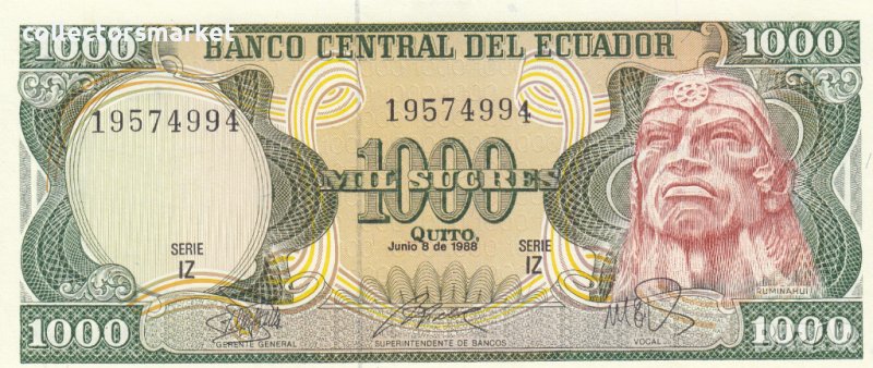 1000 сукре 1988, Еквадор, снимка 1