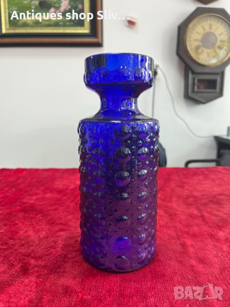Релефна ваза от кобалтово стъкло. №2667, снимка 1