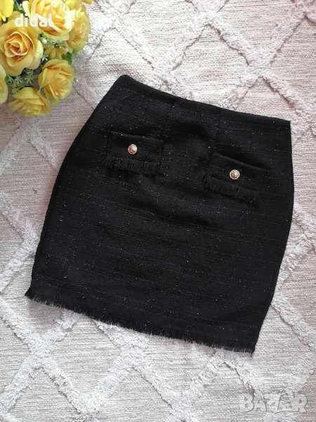 Бутикова букле пола в черно с лъскава нишка , снимка 1