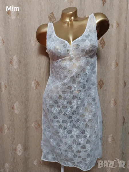 L Бяла нощница / подплата / с дантела , снимка 1