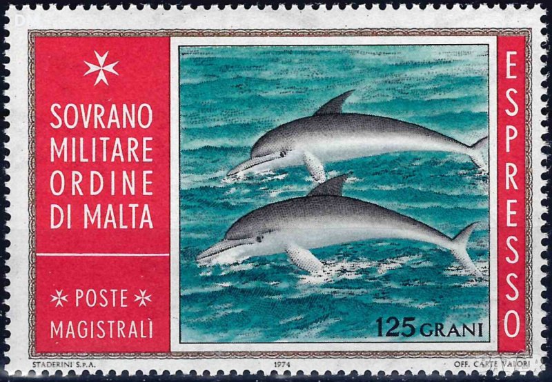 Суверенен малтийски орден 1974 - делфини MNH, снимка 1
