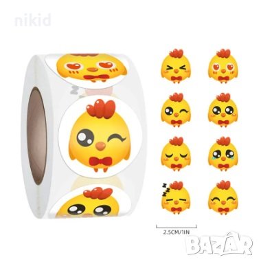 100 бр Великденски пиле яйце самозалепващи лепенки стикери за ръчна изработка за подарък, снимка 1