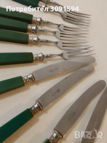 ПРИБОРИ ЗА ХРАНЕНИЕ С ЗЕЛЕНИ ДРЪЖКИ, снимка 6 - Антикварни и старинни предмети - 48722326