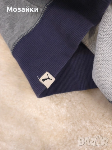 Puma Hoodie с ретро спортен distressed велурен принт, като ново, размер M, снимка 7 - Спортни дрехи, екипи - 53596195