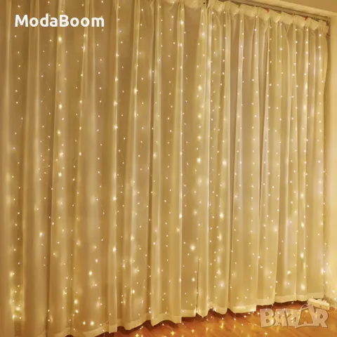 Коледни лампички с 300Led лампи 3 метра на 3 метра ,коледна завеса с дистанционно, снимка 11 - Декорация за дома - 48355244